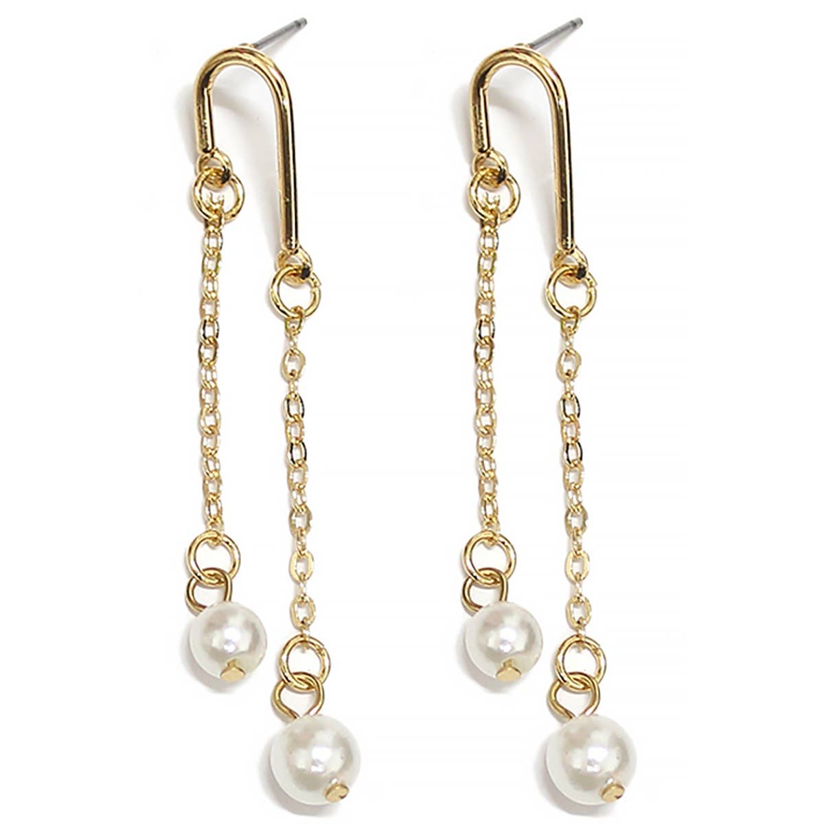 Double Chain Pearl Drop Earrings - Proper