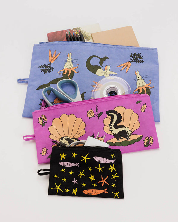 Baggu Flat Pouch Set - Sea Animals - Proper
