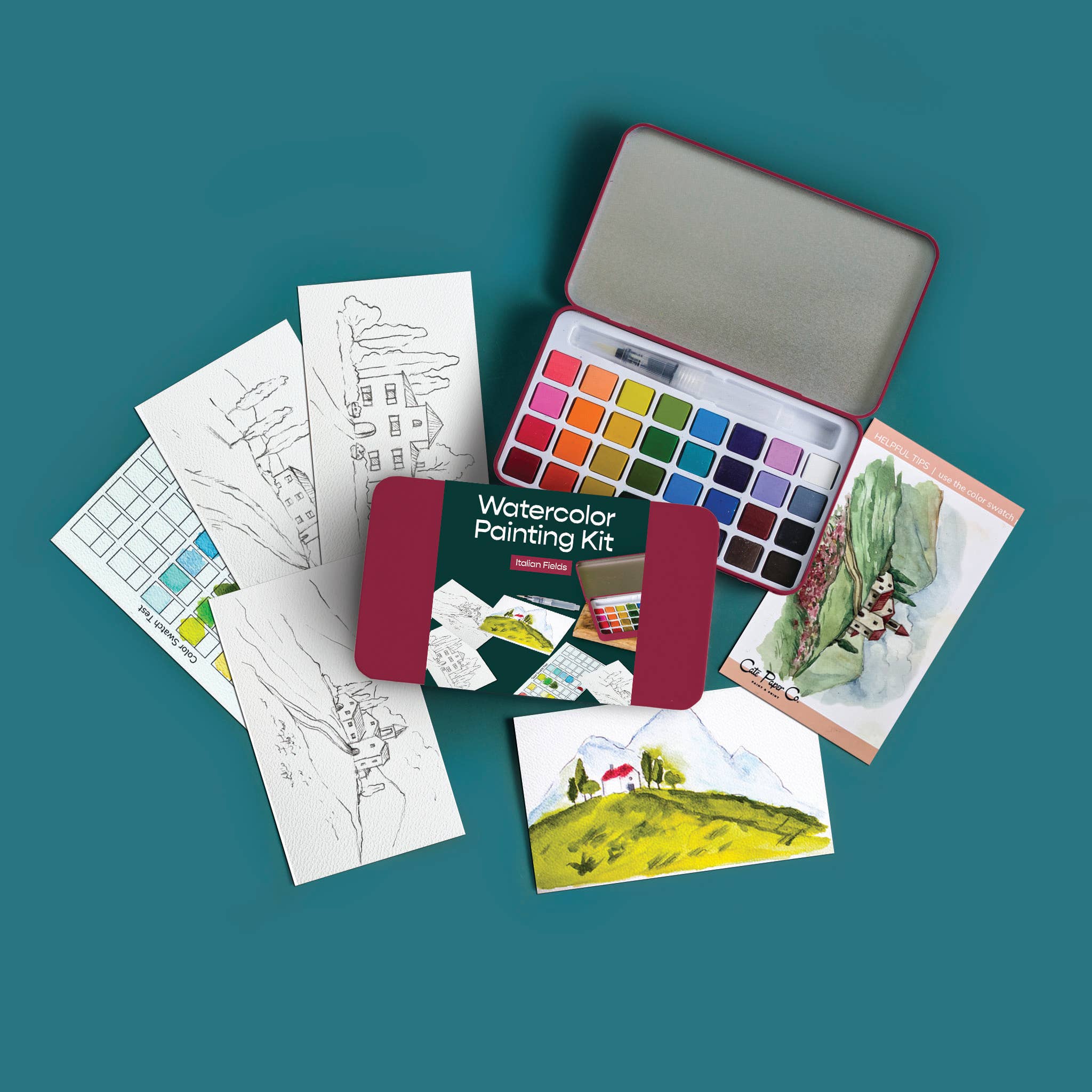 Italian Fields Watercolor Painting Kit - Proper