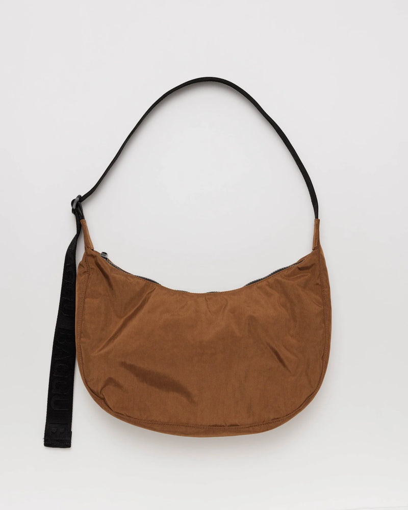 Brown Baggu Medium Nylon Crescent Bag - Proper