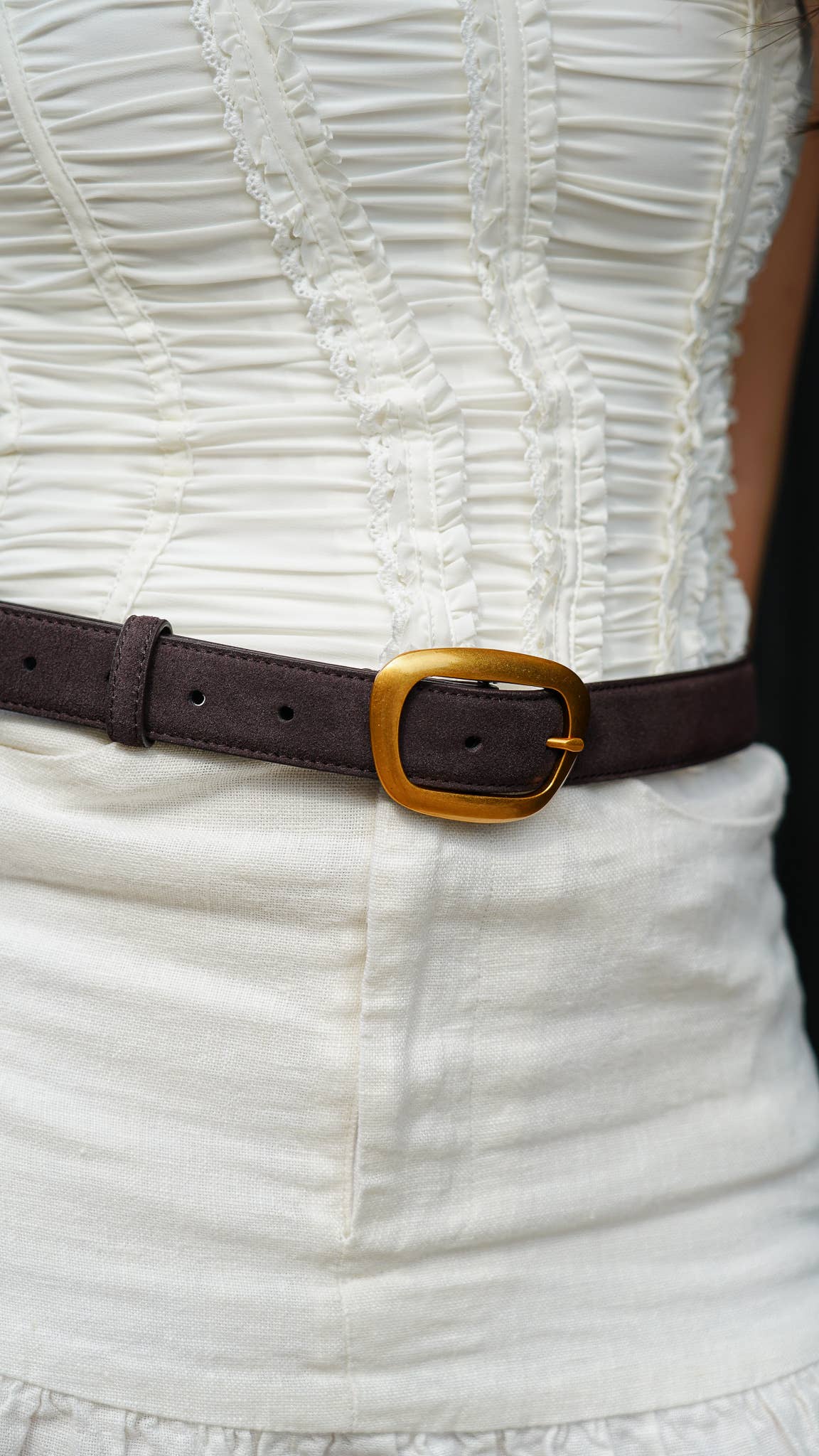 Suede Belt with Organic Shape Buckle - Proper