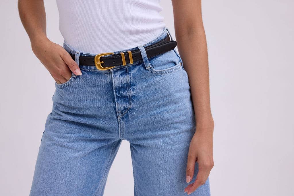 Leather Belt with Metal Strap Holders - Proper
