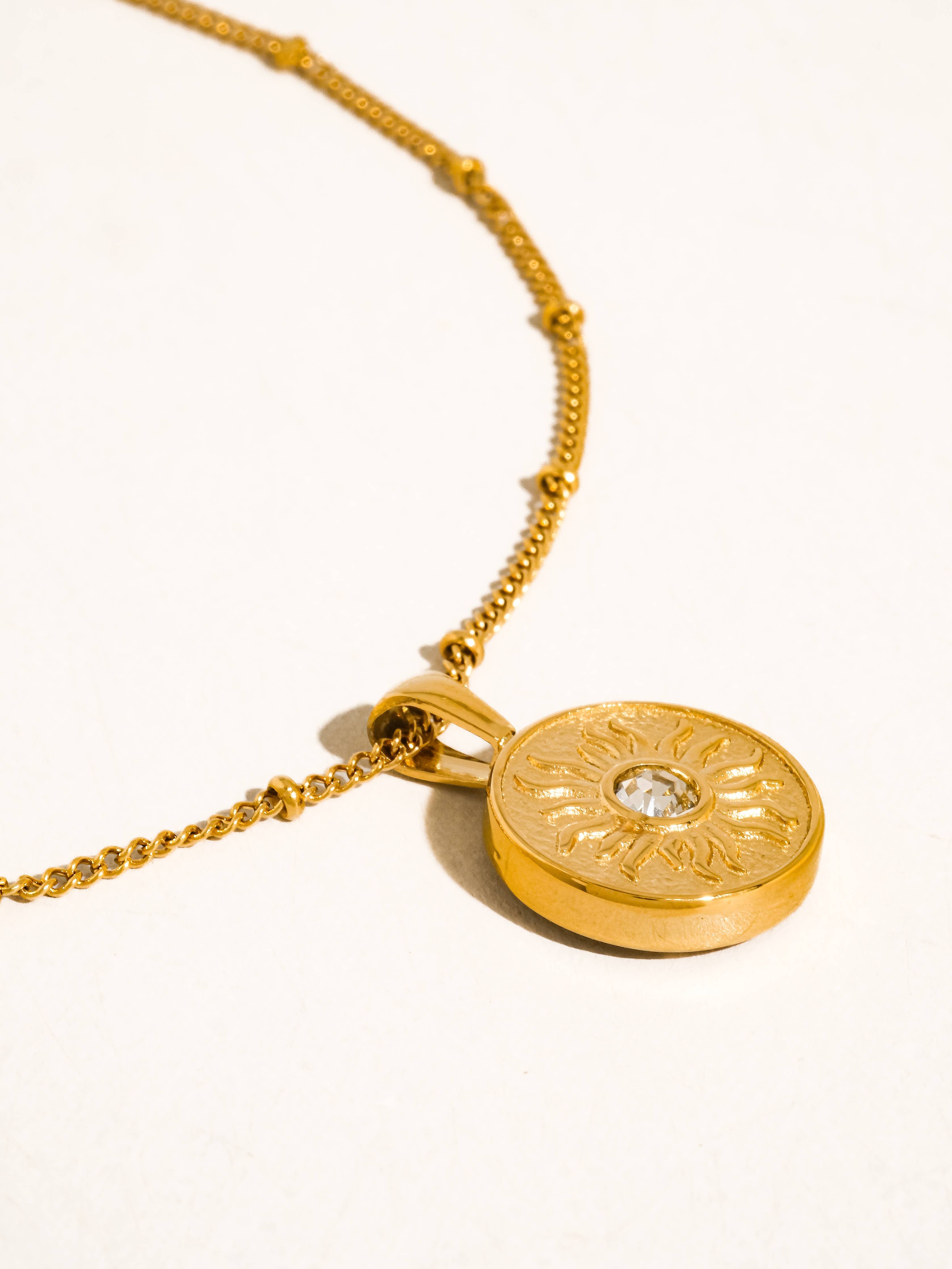 Starla 18K Gold Non-Tarnish Sun Medallion Necklace - Proper