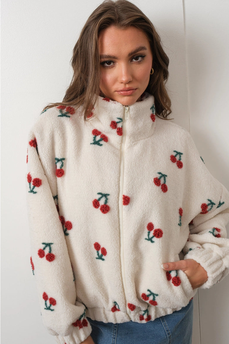 Cherry Print Teddy Jacket - Proper