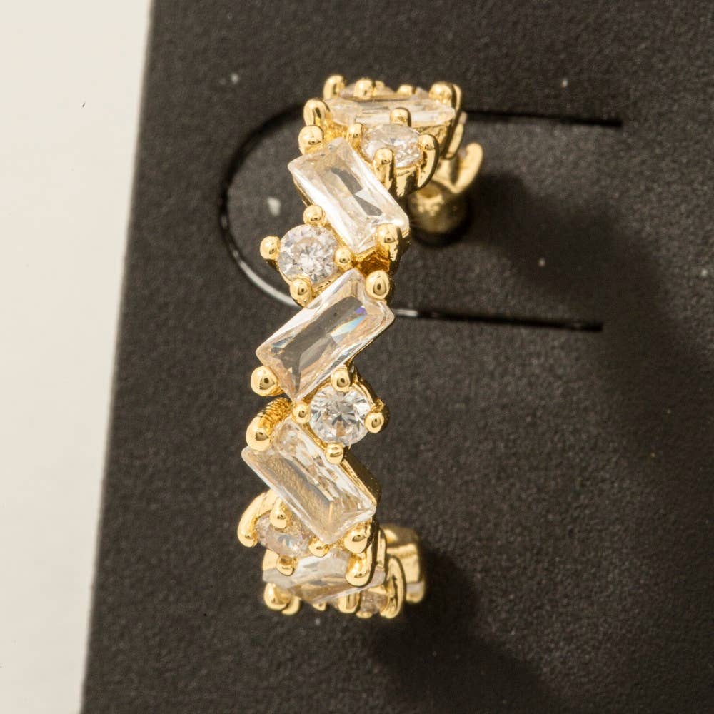 Gold Dipped Cz Baguette Hoop Earrings - Proper