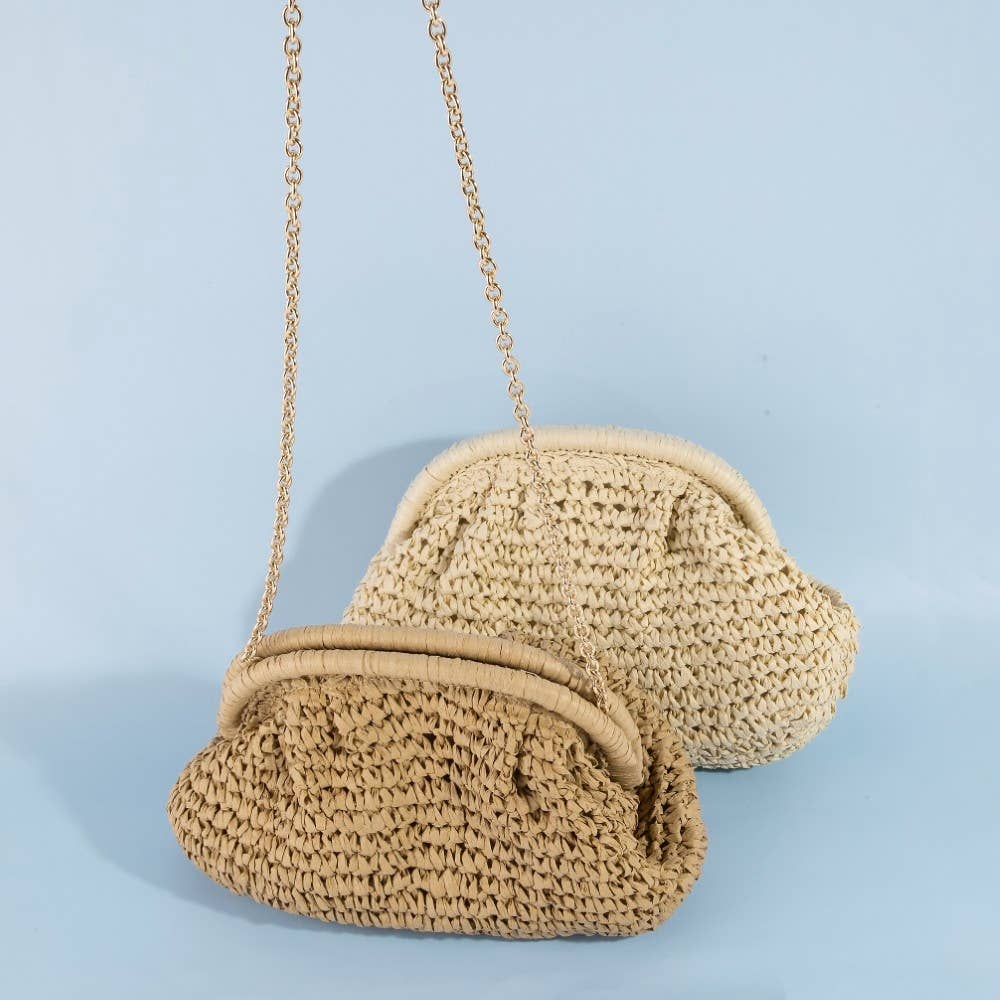 Woven Raffia Frame Shoulder Bag - Proper