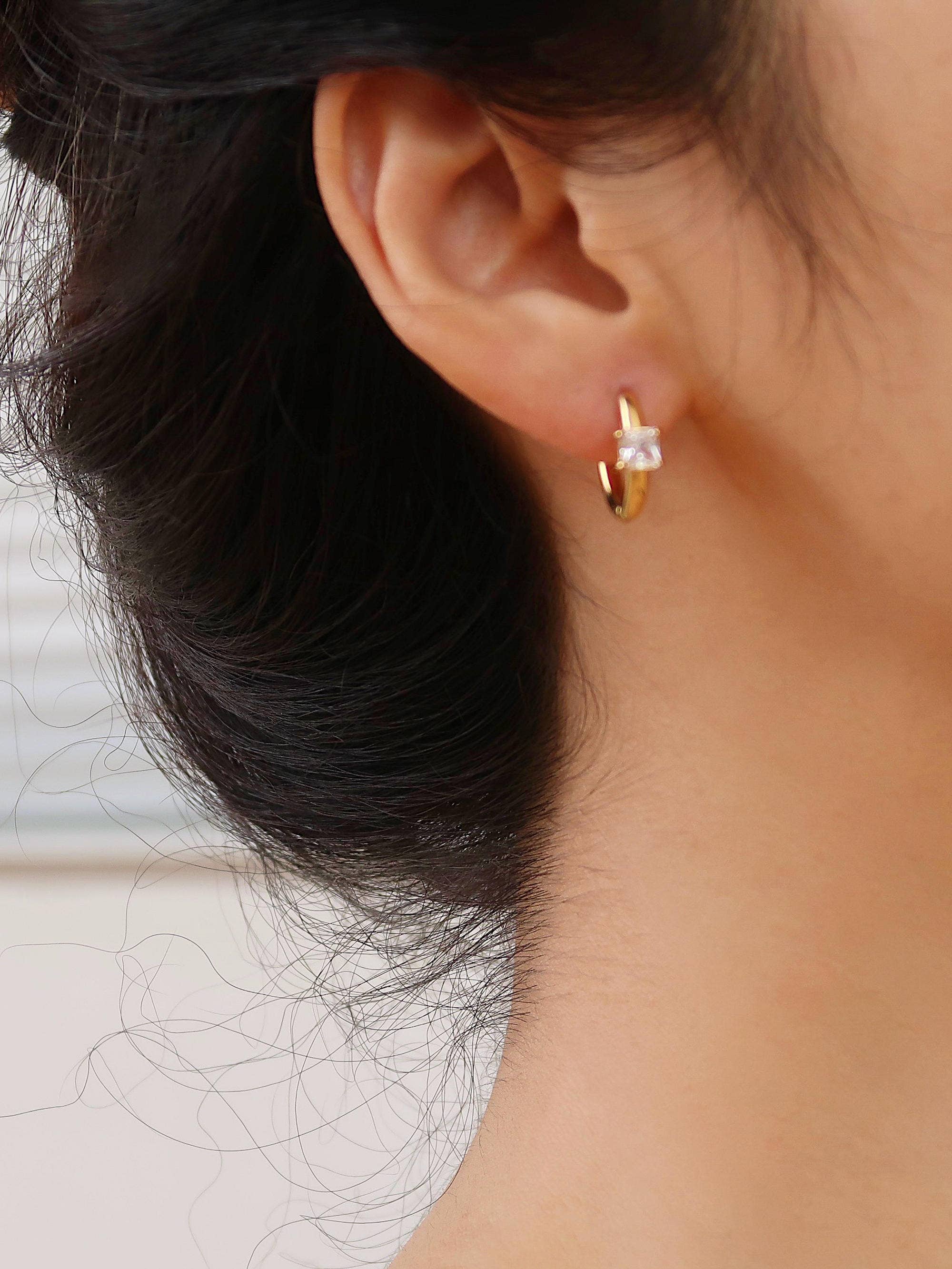 Adhara 18K Gold Non-Tarnish CZ Huggie Earrings - Proper