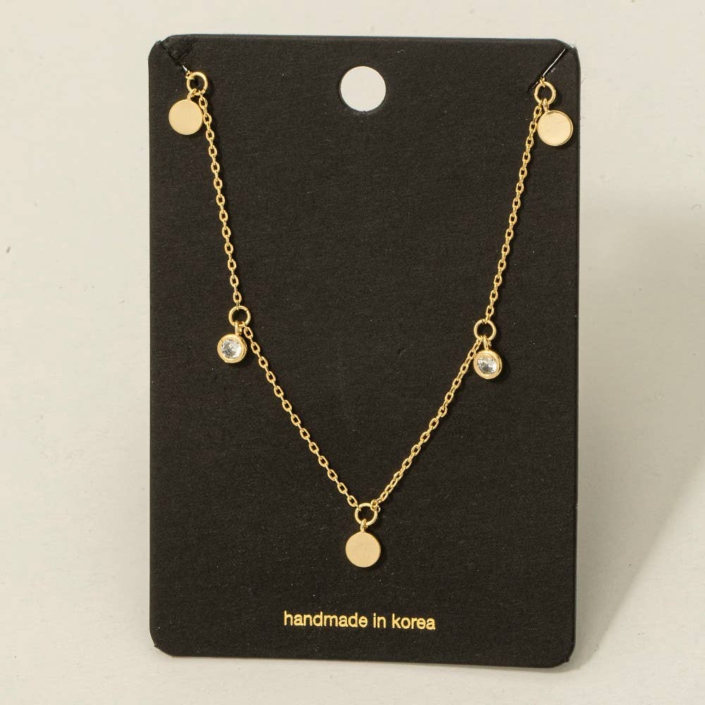 Cz Coin Station Chain Necklace - Proper