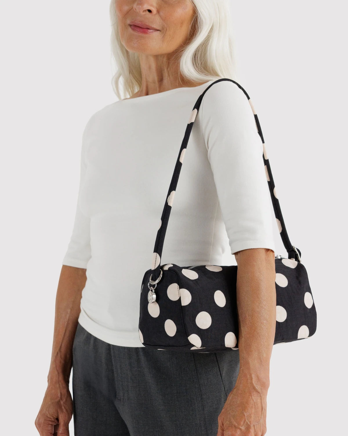 Baggu Nylon Loaf Bag - Black And Cream Polka Dot
