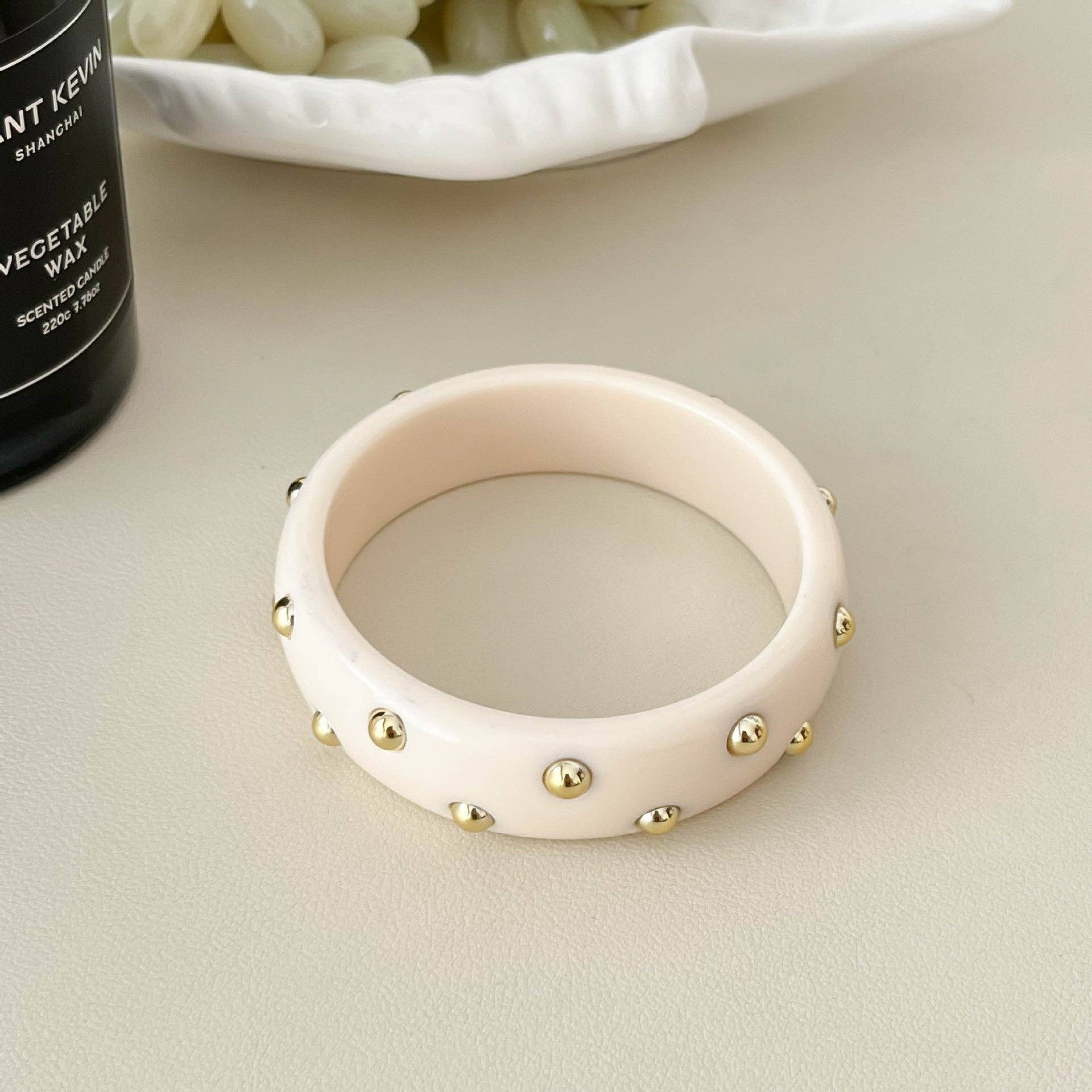 Rivet Wide Bangle Bracelet
