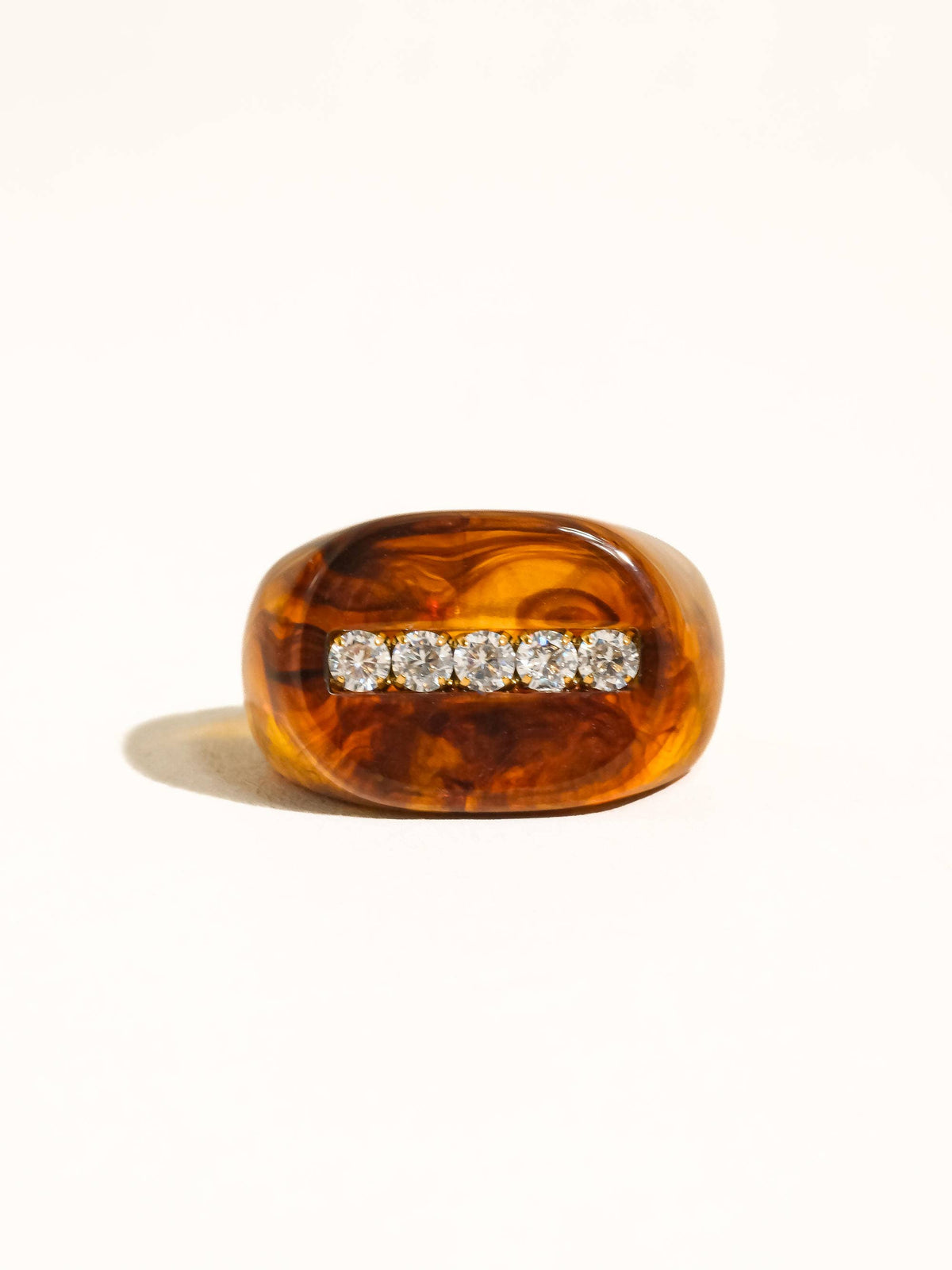 Caraway Non-Tarnish Amber Resin CZ Ring - Proper