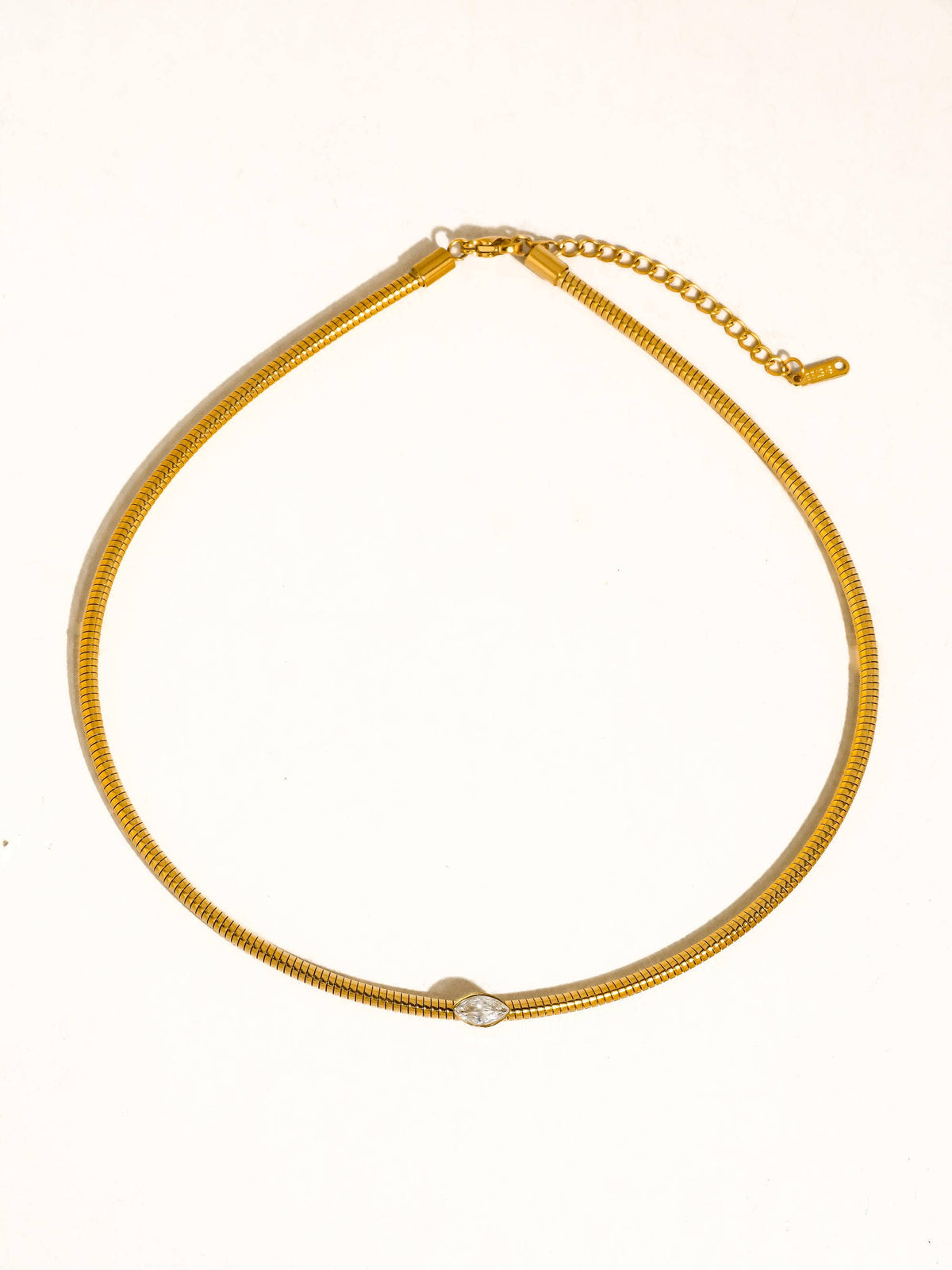 Olwen 18K Gold Non-Tarnish Marquise CZ Snake Chain Choker - Proper