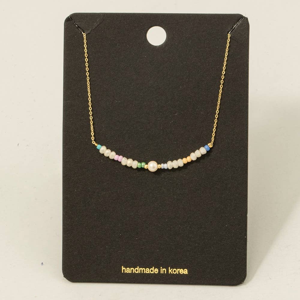 Multi Pearl Beaded Charm Necklace - Proper