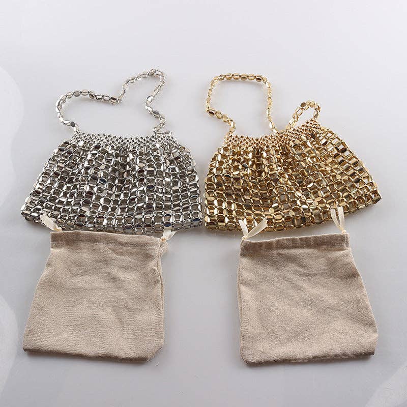 Simple Hollow Out Handmade Beaded Handbag 8AC6BBG53 - Proper