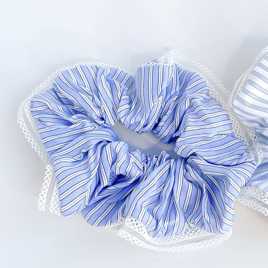 Coastal Blue Striped Scrunchie