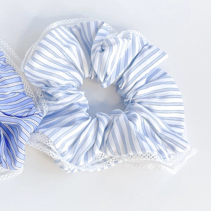 Coastal Blue Striped Scrunchie