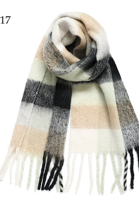 Brushed Plaid Fringe Scarf - Proper