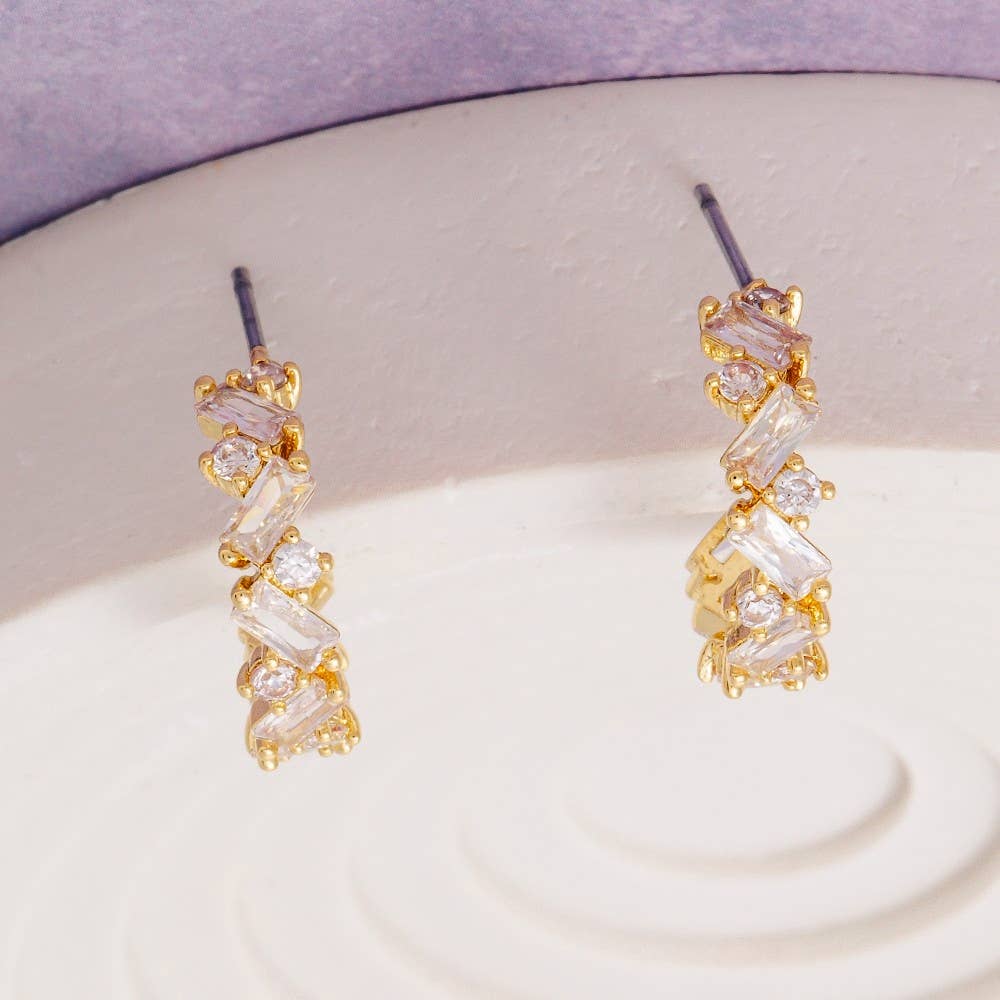 Gold Dipped Cz Baguette Hoop Earrings - Proper