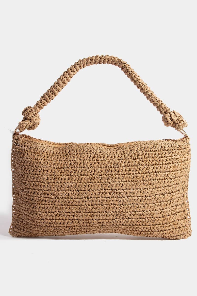 Braided Handle Rectangular Straw Hand Bag - Proper