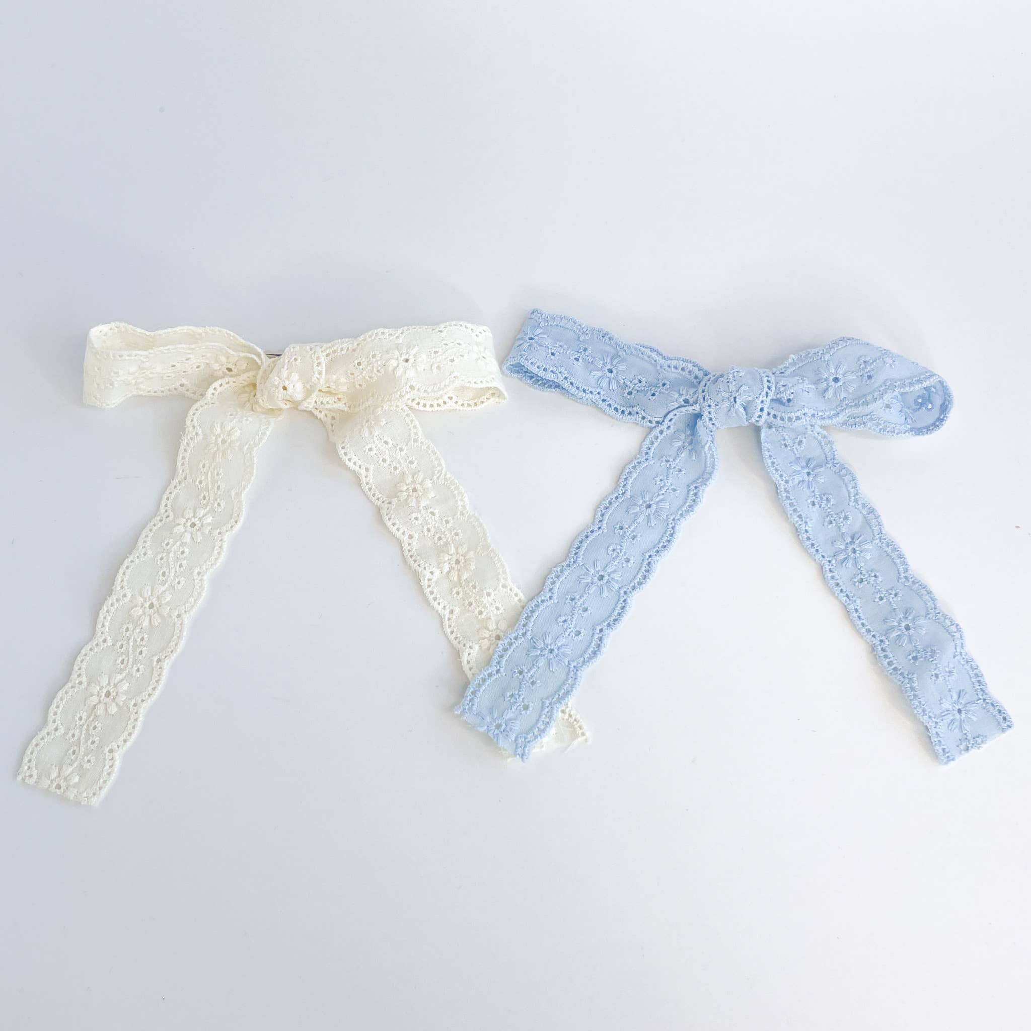 Floral Eyelet Ribbon Bow Clip - Proper