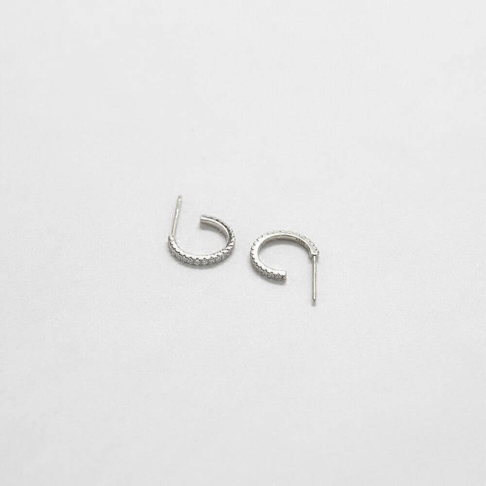 Mini Pave Silver Hoop