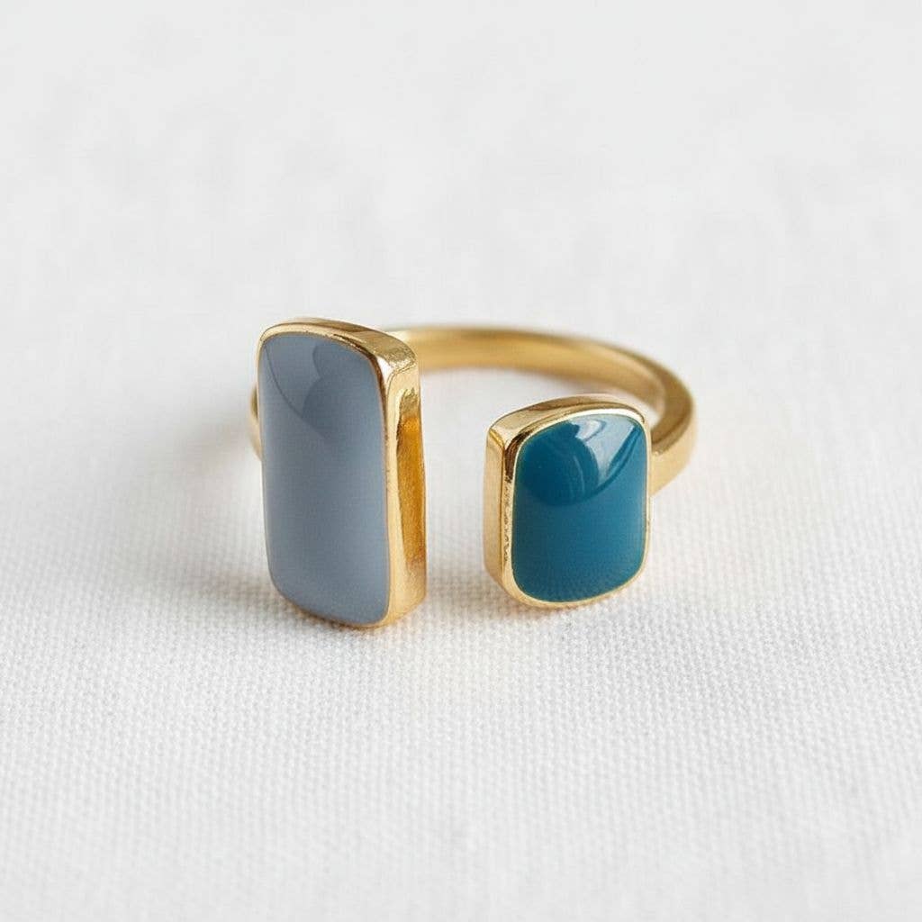 Geometric Blues Ring