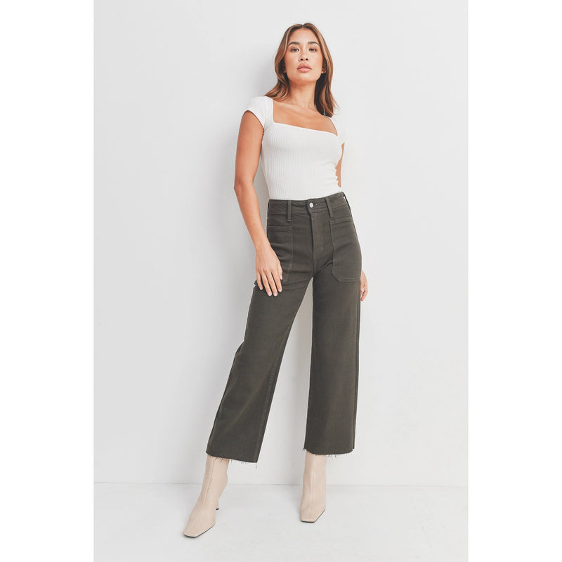 Forest Green HR Utility Wide Leg Jeans - Proper