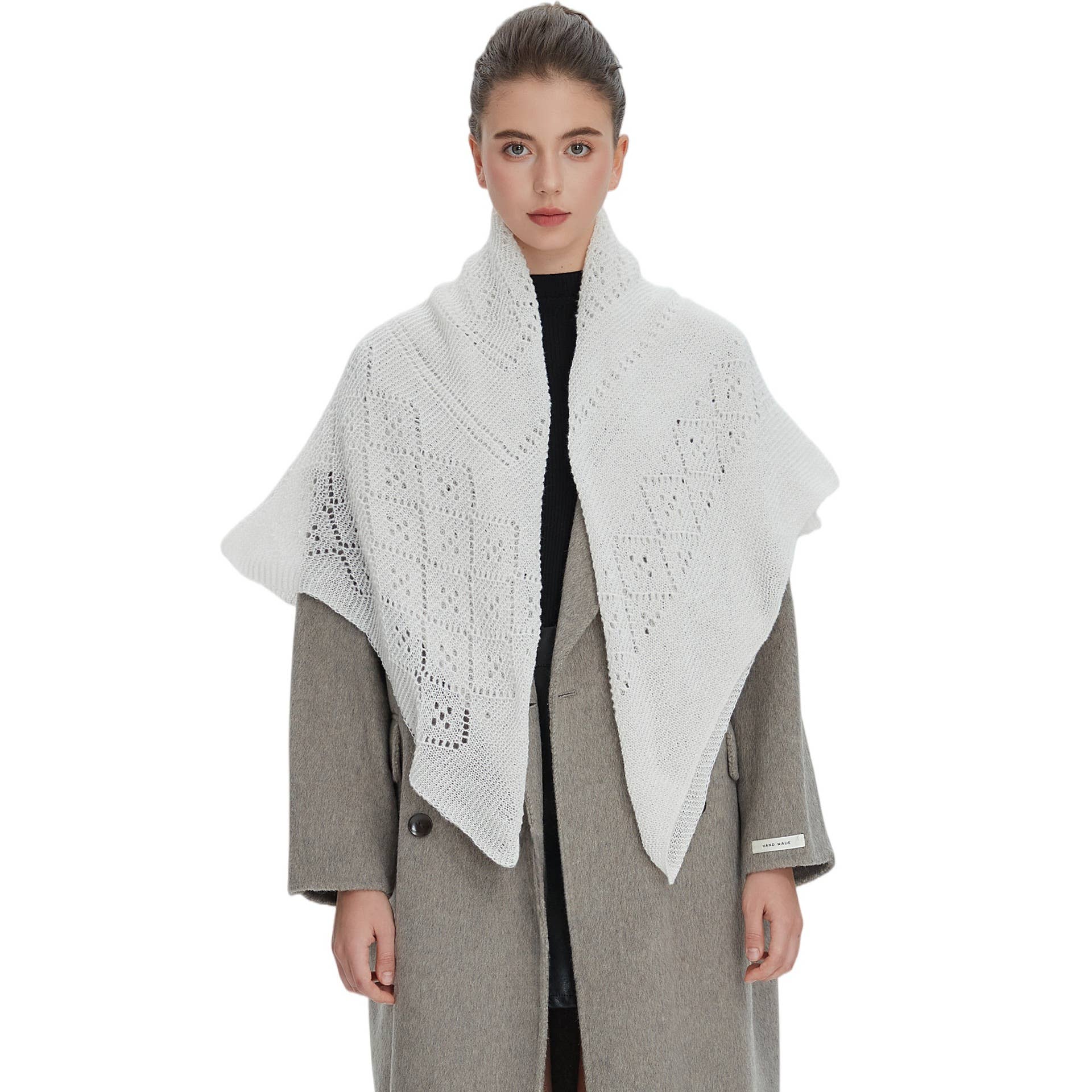 Soft Knit Pointelle Square Triangle Scarf - Proper