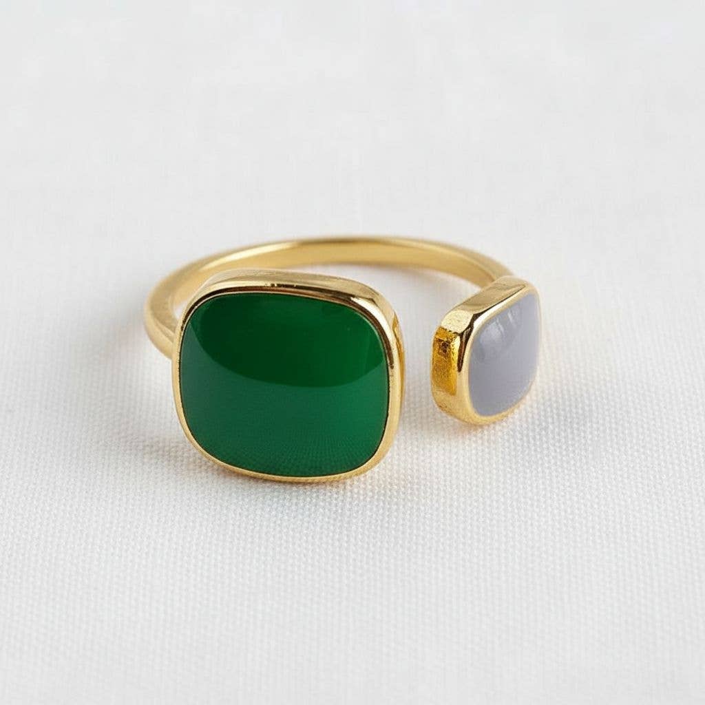 Geo Stone Open Ring