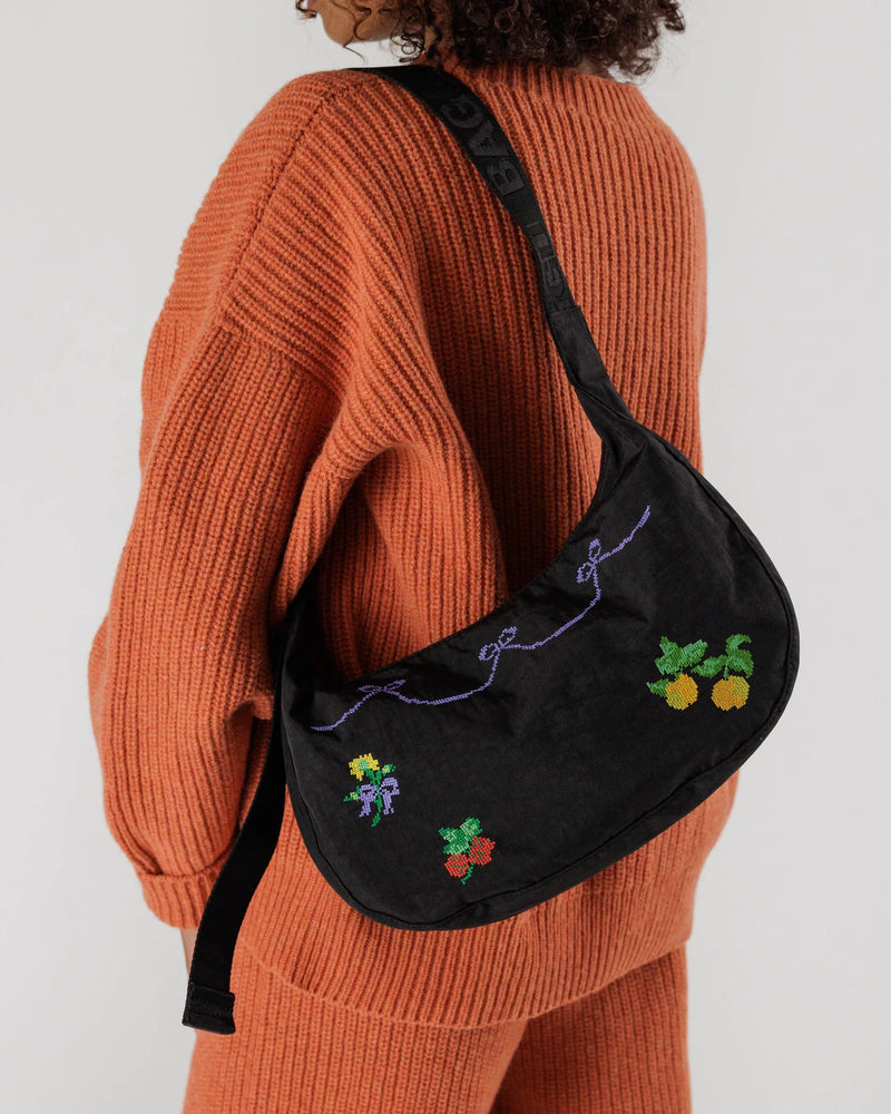Cross Stitch Baggu Medium Nylon Crescent Bag - Proper