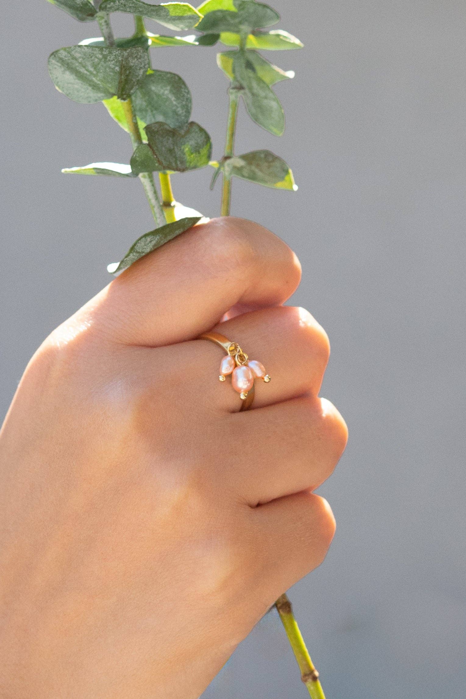 Emily Charm Ring - 18K Gold Plated + Fresh Water Pink Pearl - Proper