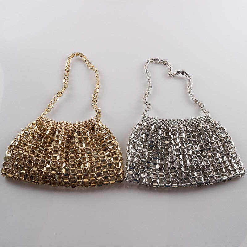 Simple Hollow Out Handmade Beaded Handbag 8AC6BBG53 - Proper