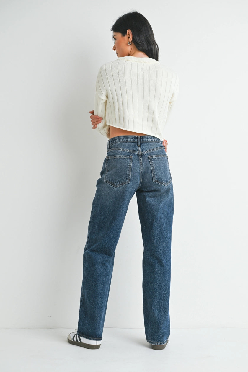 Dark Denim Relaxed Straight Jeans