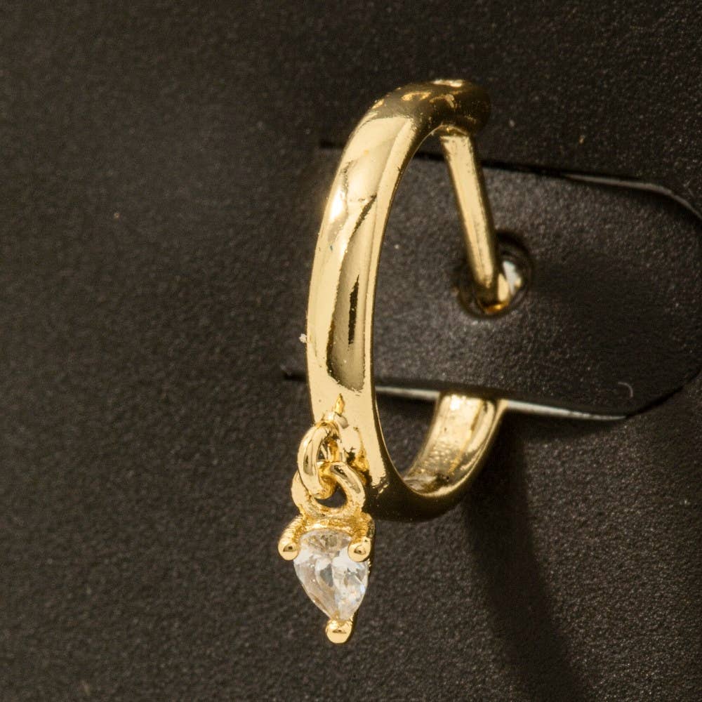 Gold Dipped Mini Cz Charm Hoop Earrings - Proper