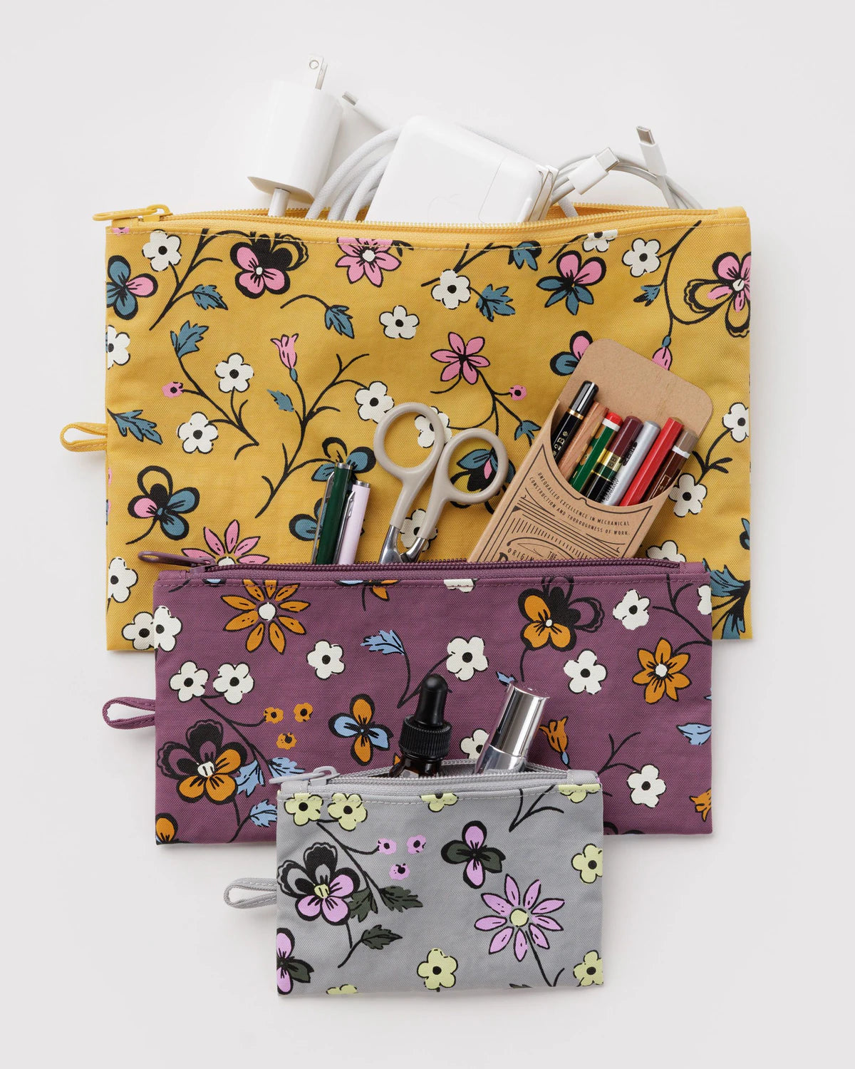 Baggu Flat Pouch Set - Wildwood Mix
