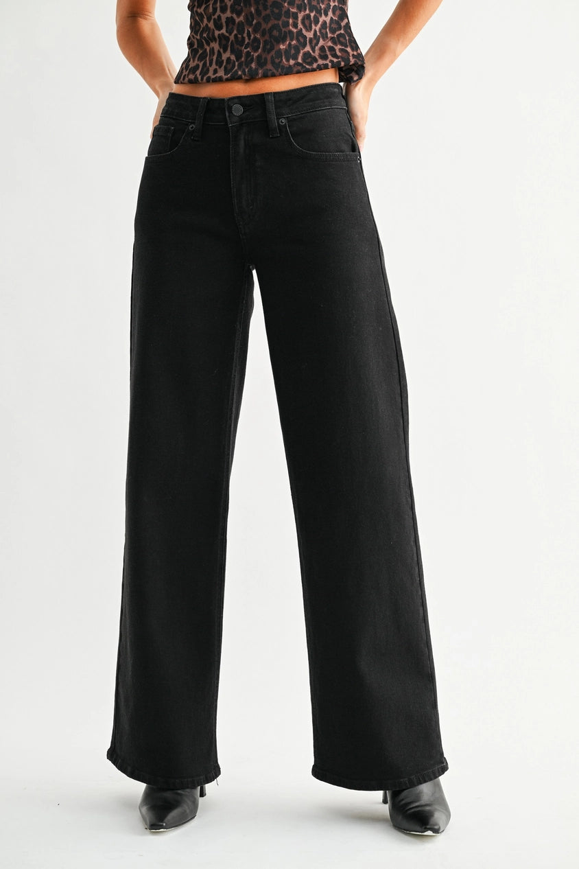 Black Full Length Straight Jeans