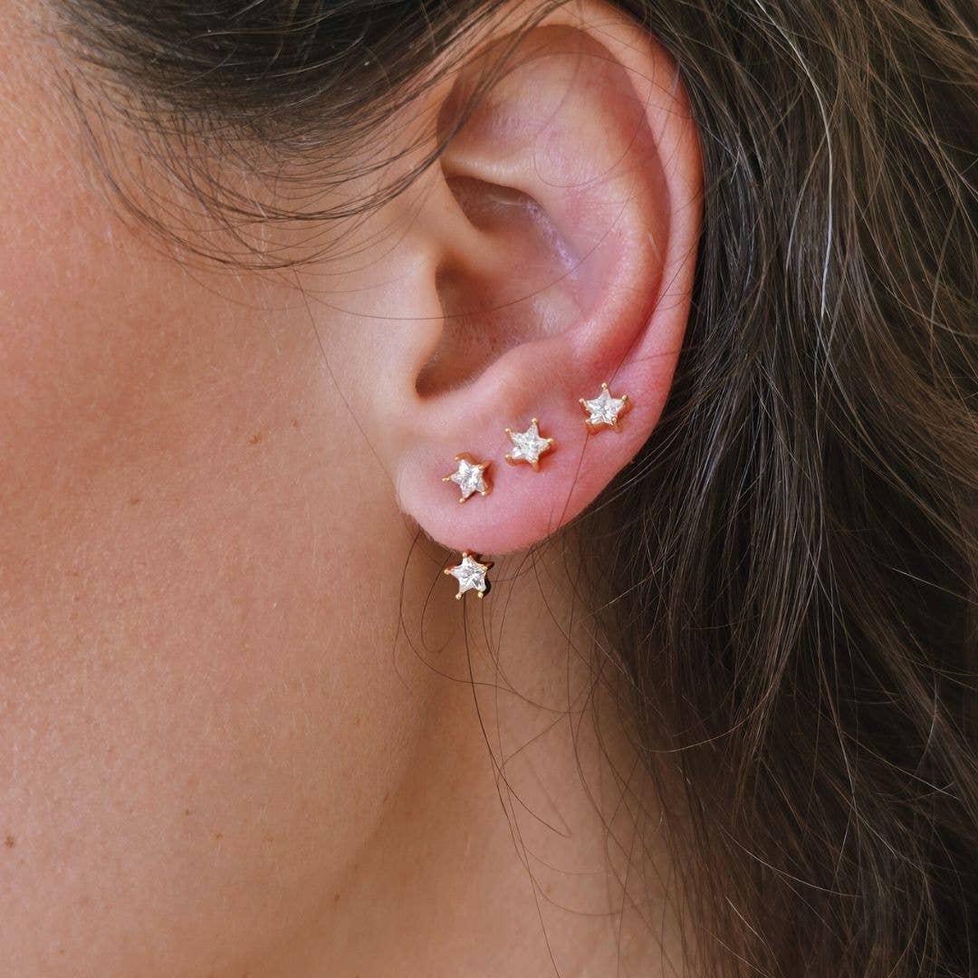 Double CZ Star Ear Jacket Earrings - Proper
