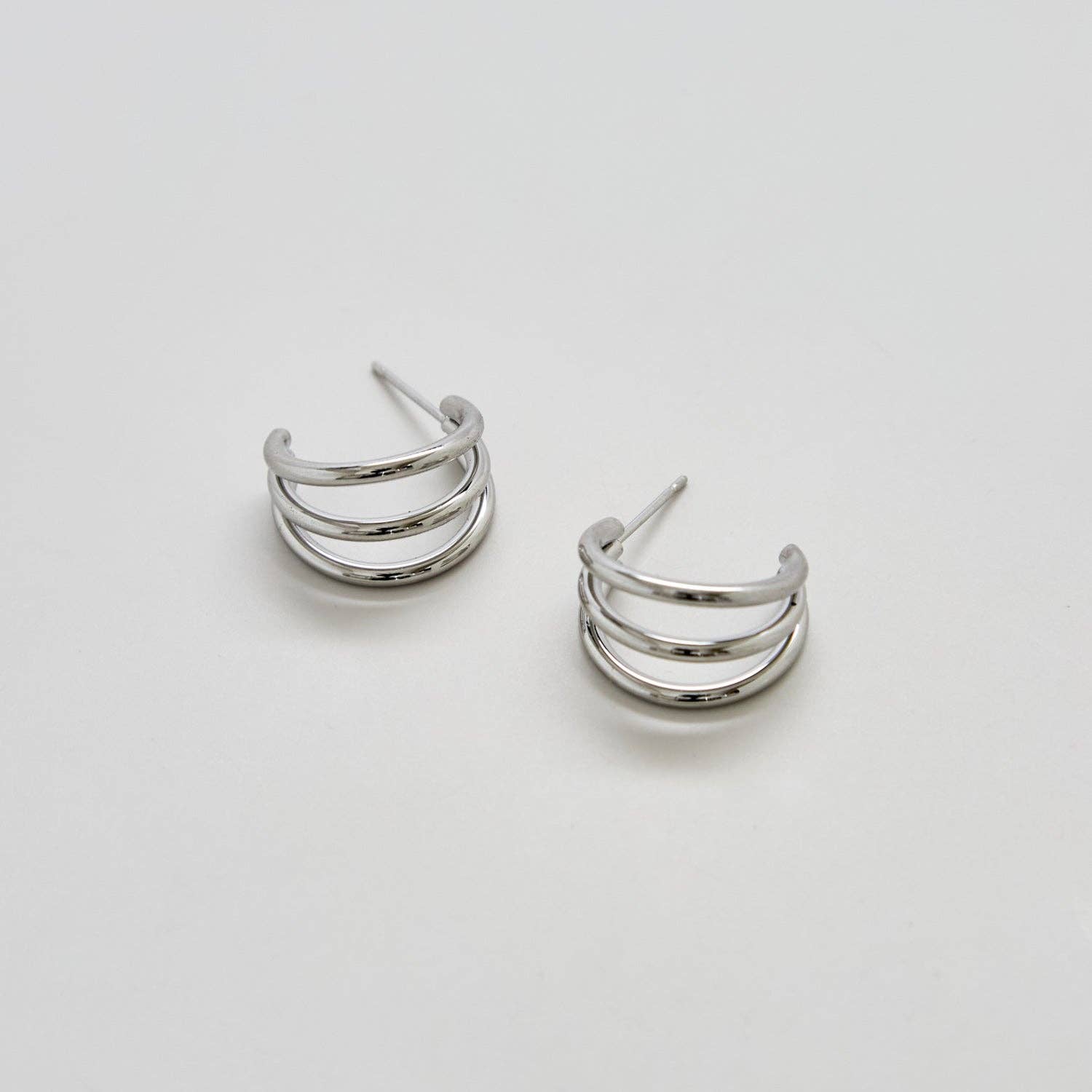Triple Arc Silver Hoop Earrings - Proper