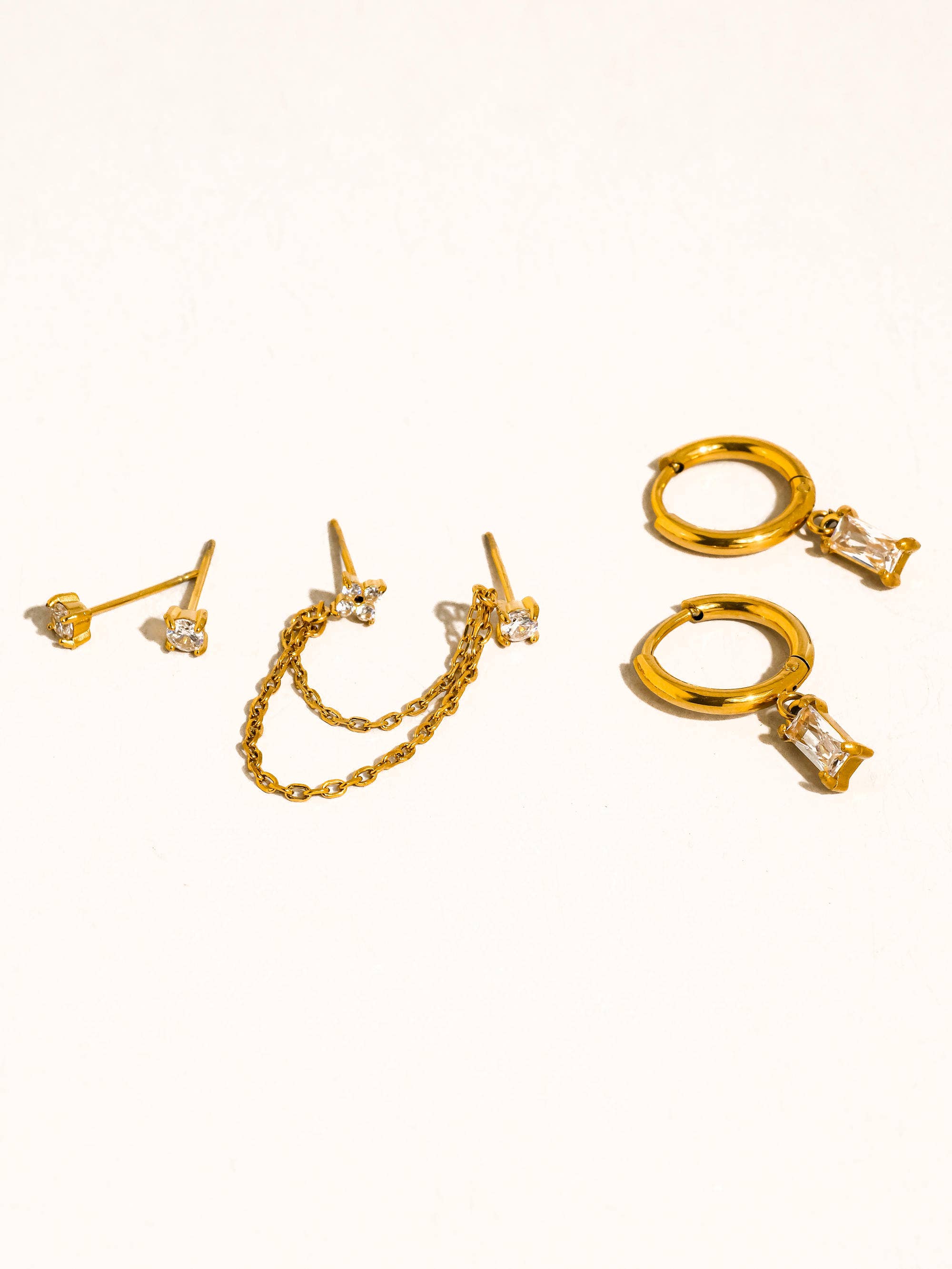 Roussa CZ Chain Earring Set