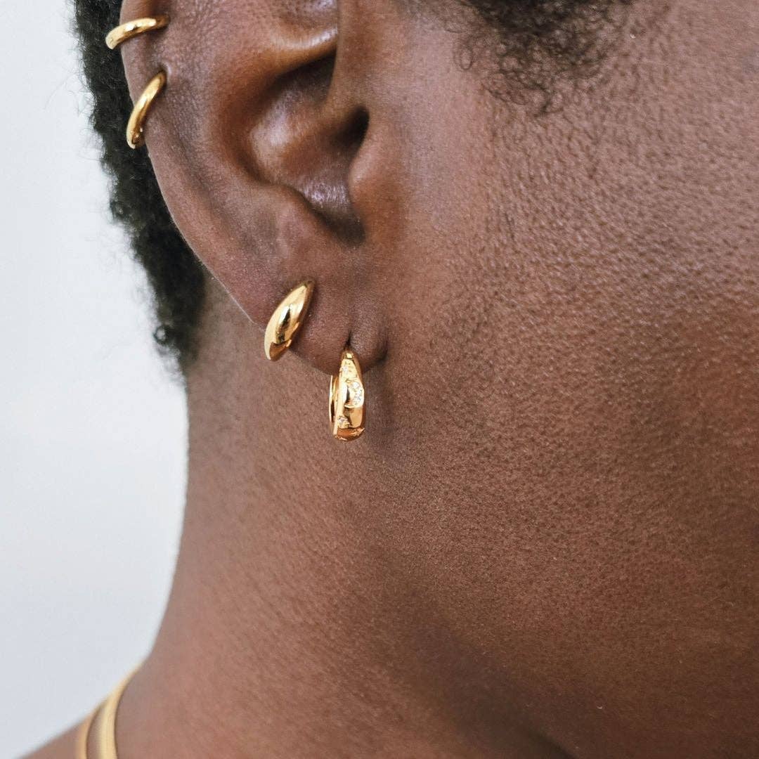 Luna Curved Gold Stud Earrings - Proper