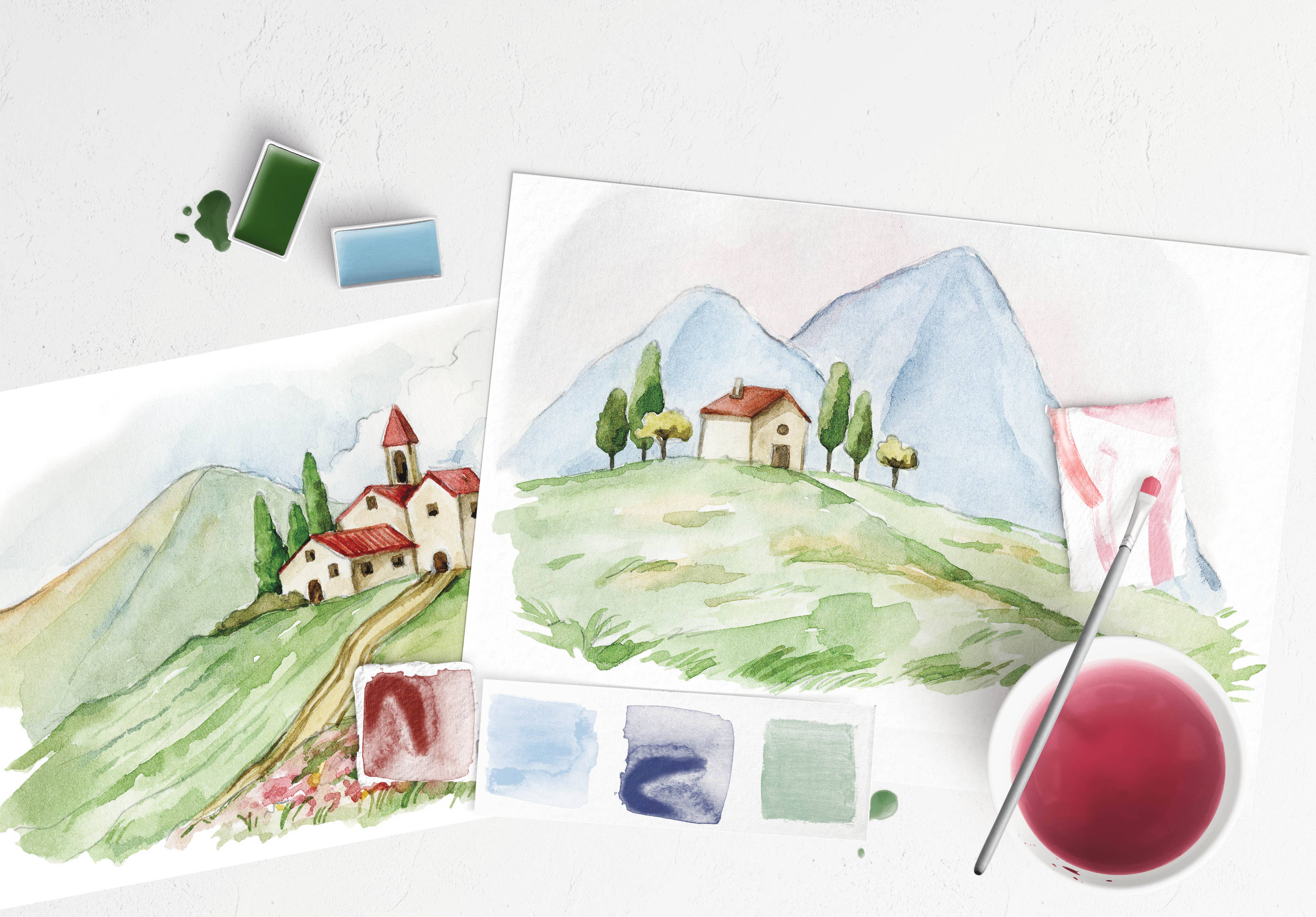 Italian Fields Watercolor Painting Kit - Proper