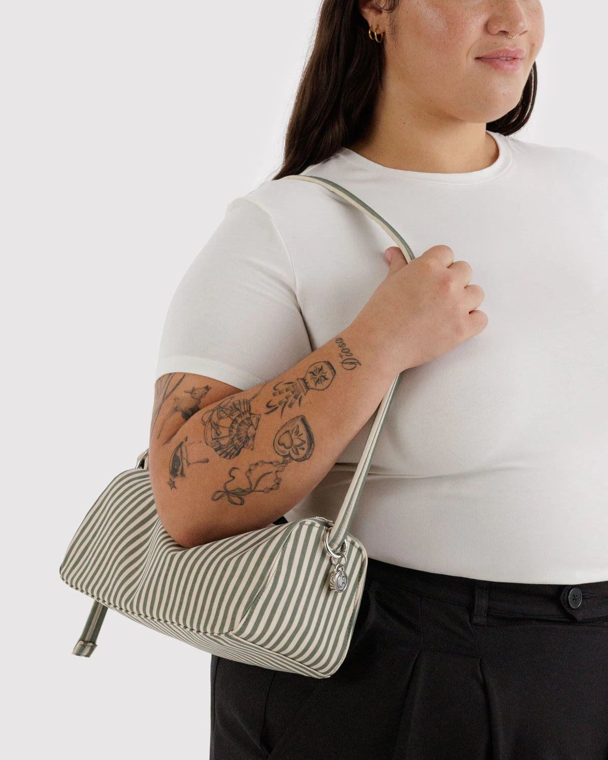 Baggu Nylon Loaf Bag - Sage Stripe - Proper