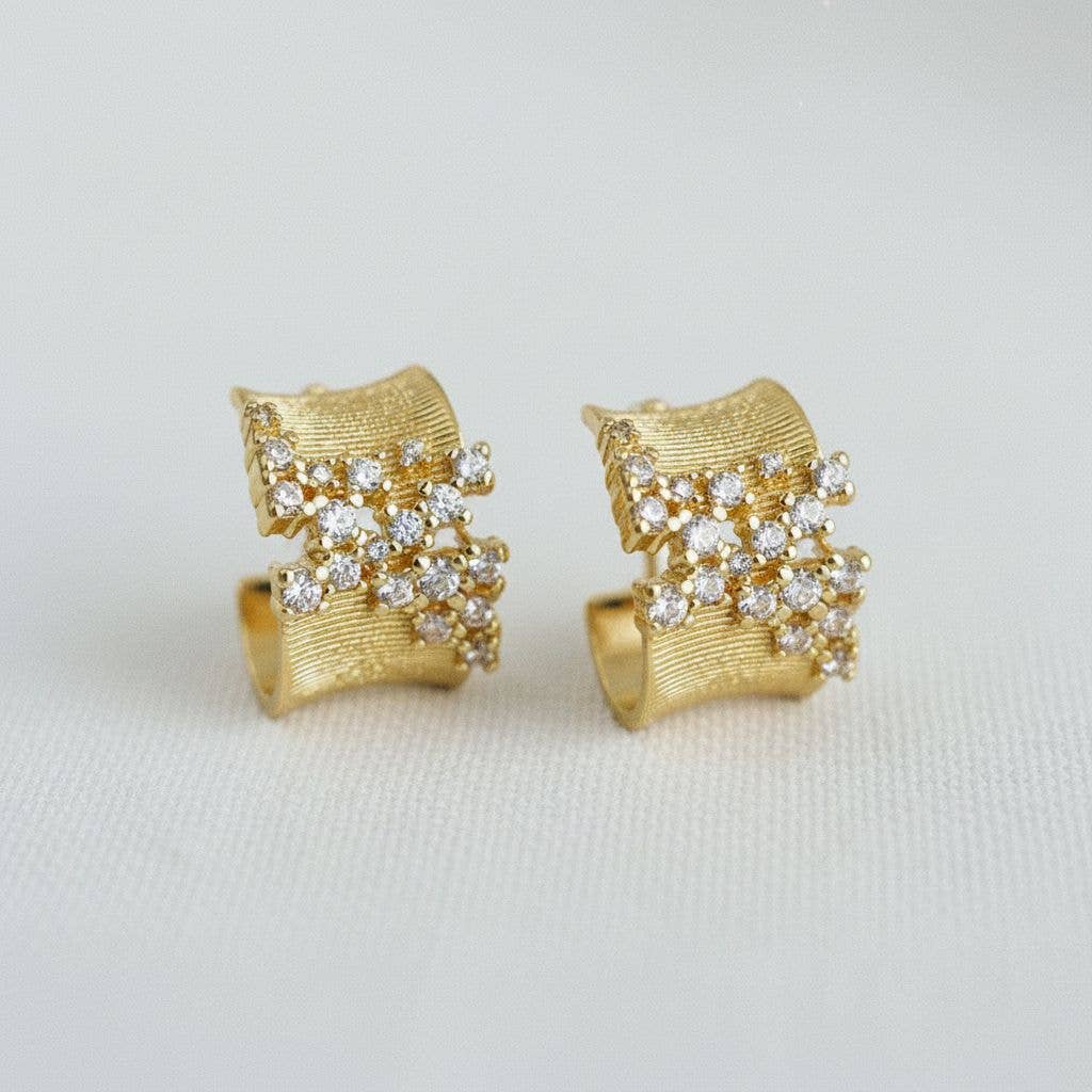 Irregular CZ C-Hoop Earrings