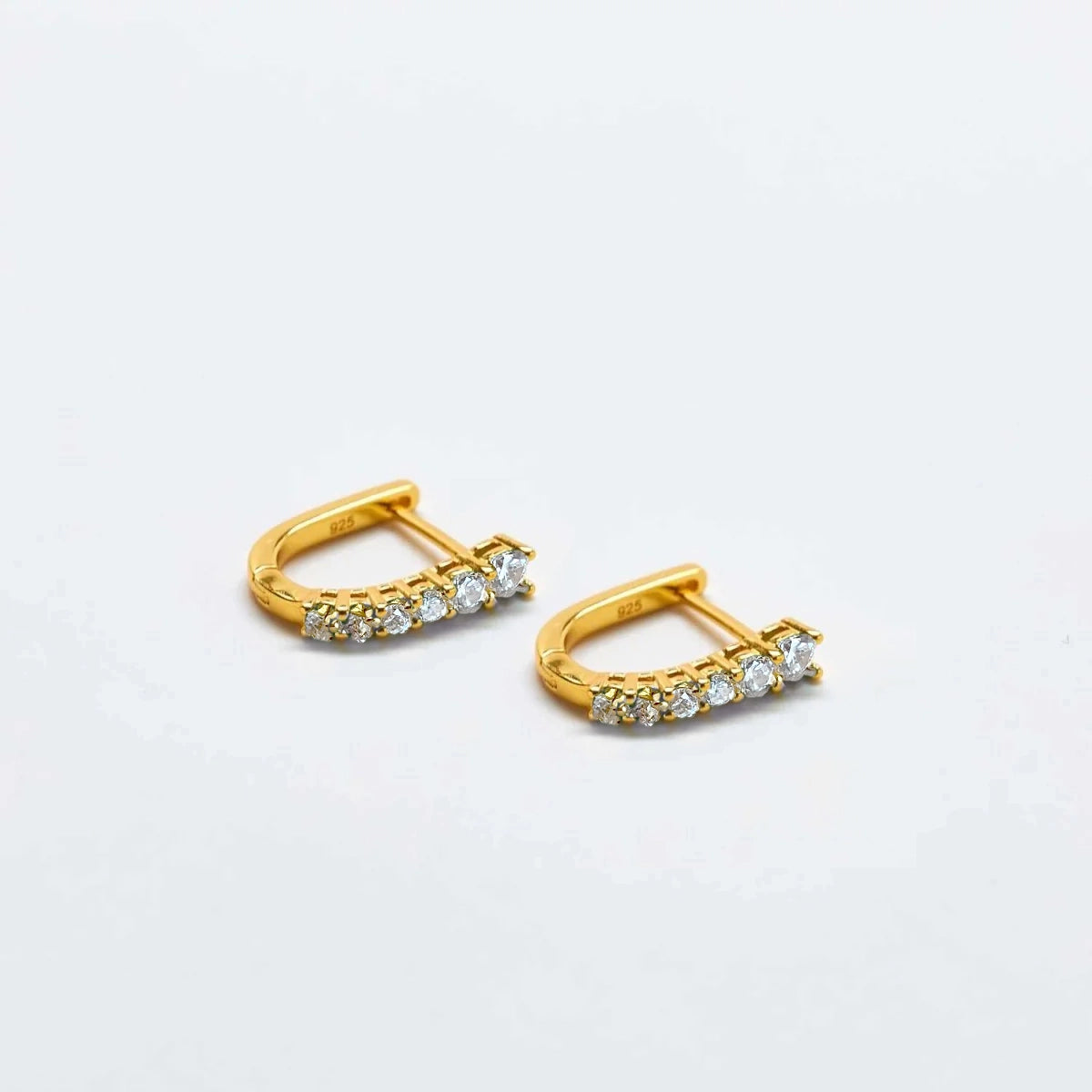 Gold Vermeil White Cz Huggie Hoop Earrings - Proper