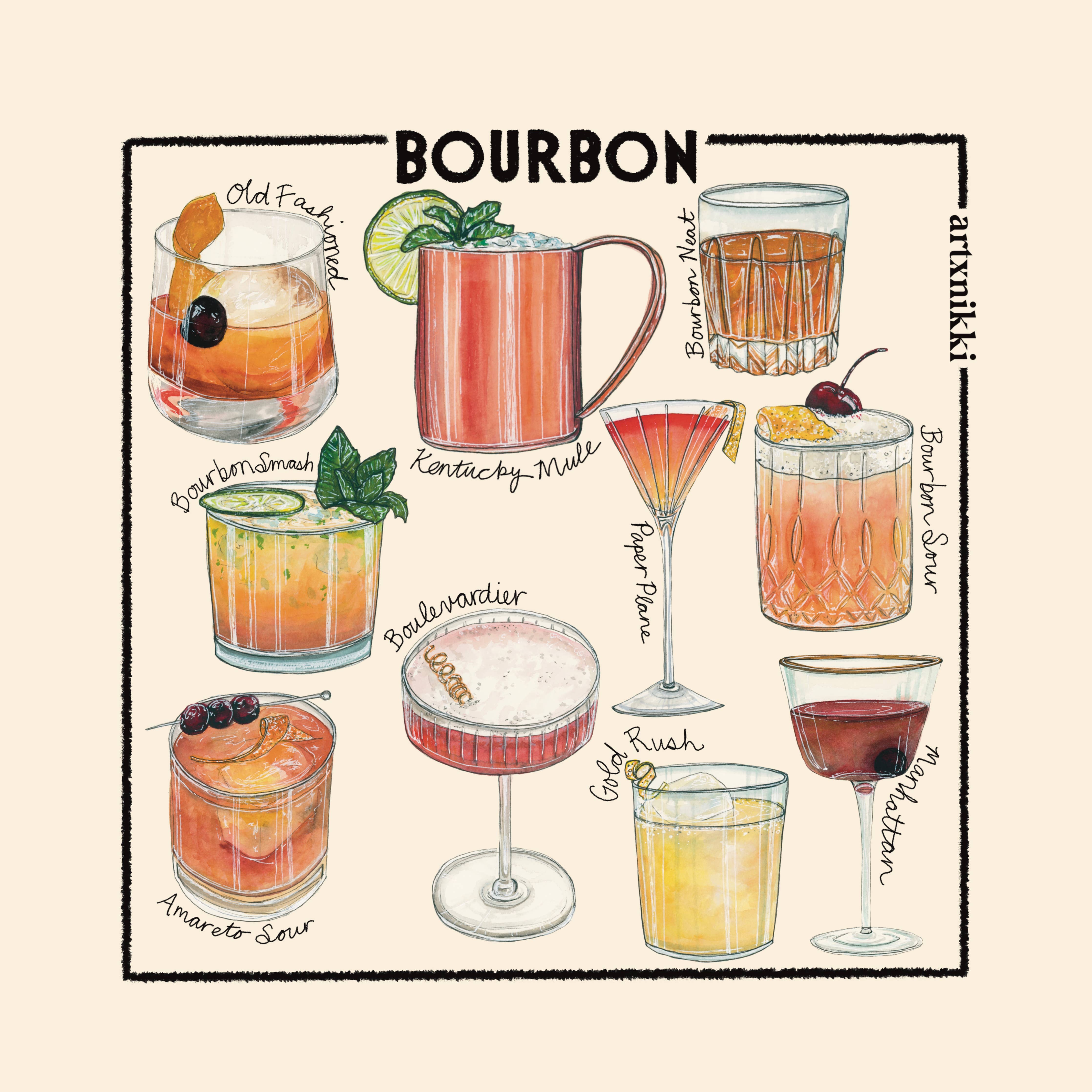 Classic Bourbon Cocktail Coaster Set of 4 - Proper