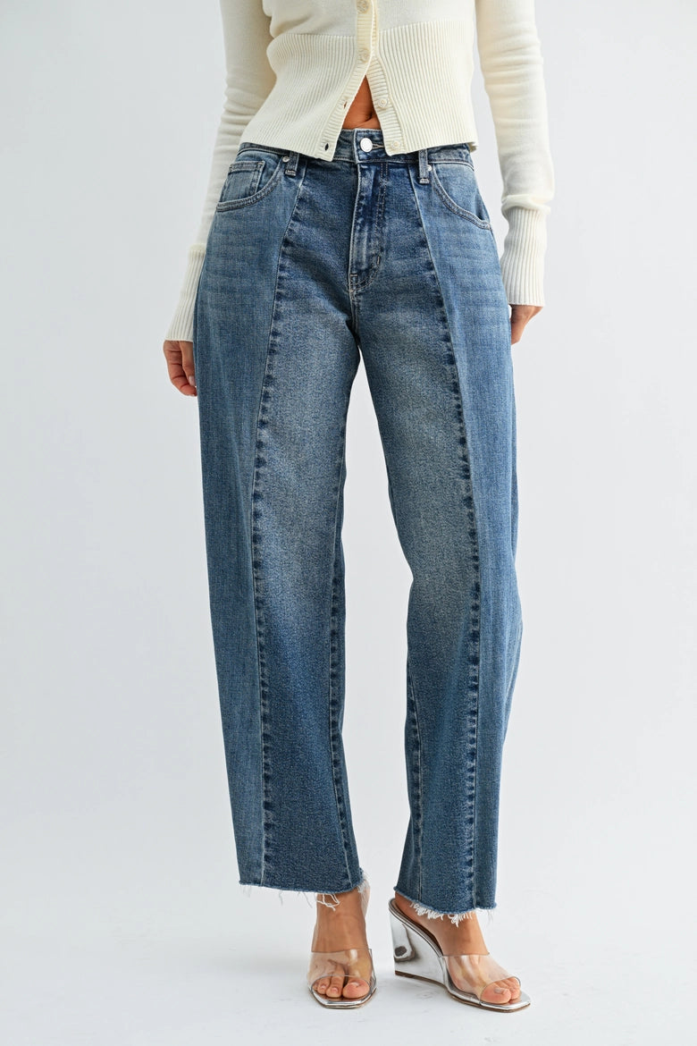 Two Tone Barrel Jeans