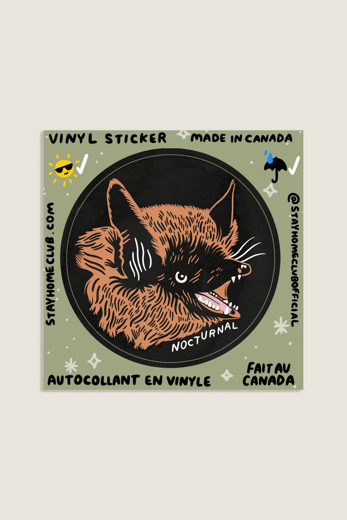 Nocturnal Sticker | Waterproof Vinyl Sticker - Proper
