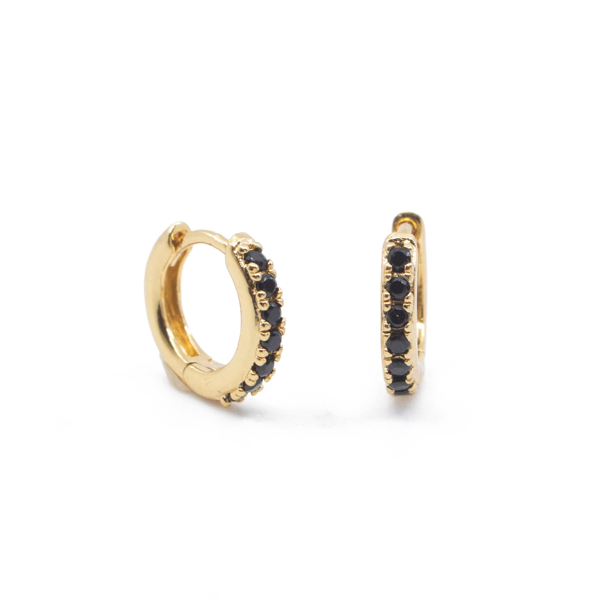 Black CZ Huggie Hoops - Proper