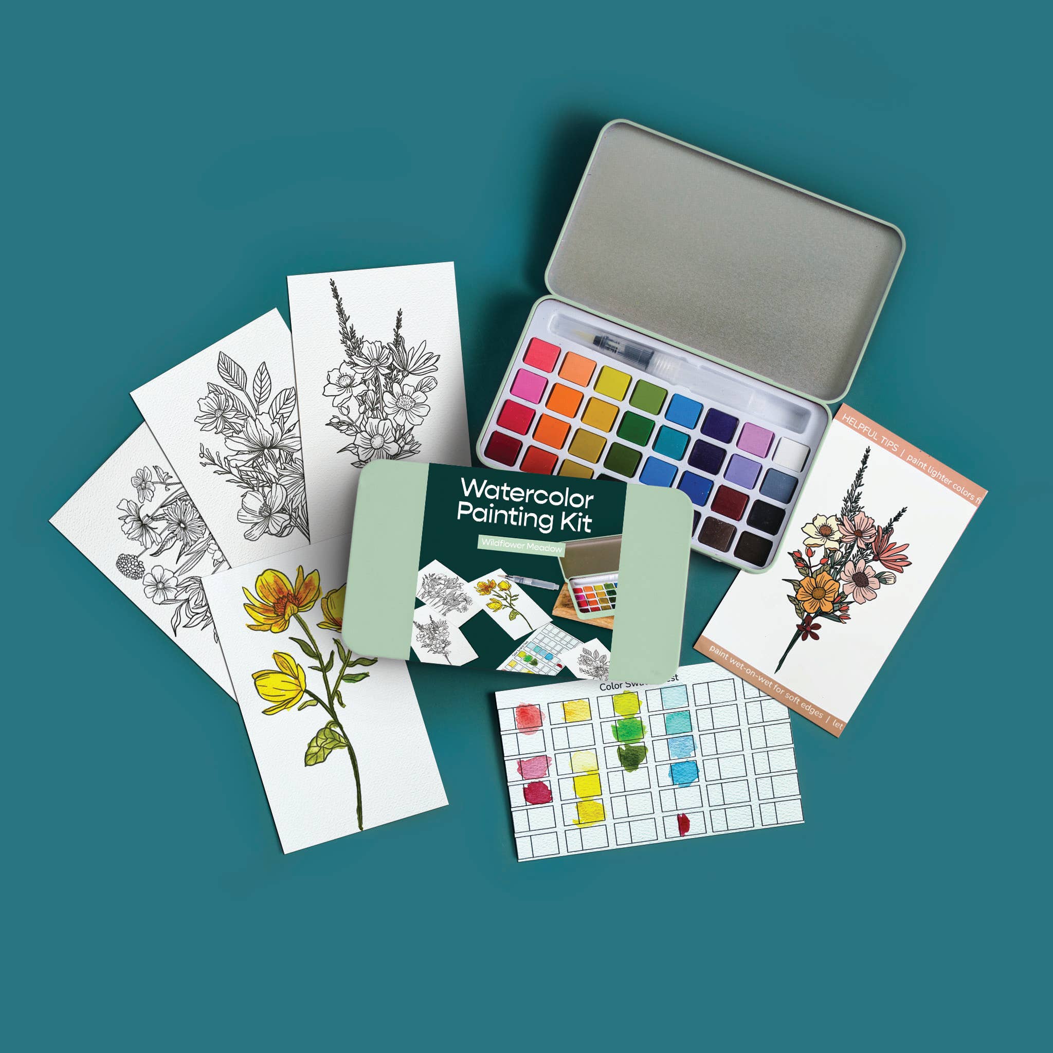 Wildflower Meadow Watercolor Painting Kit - Proper