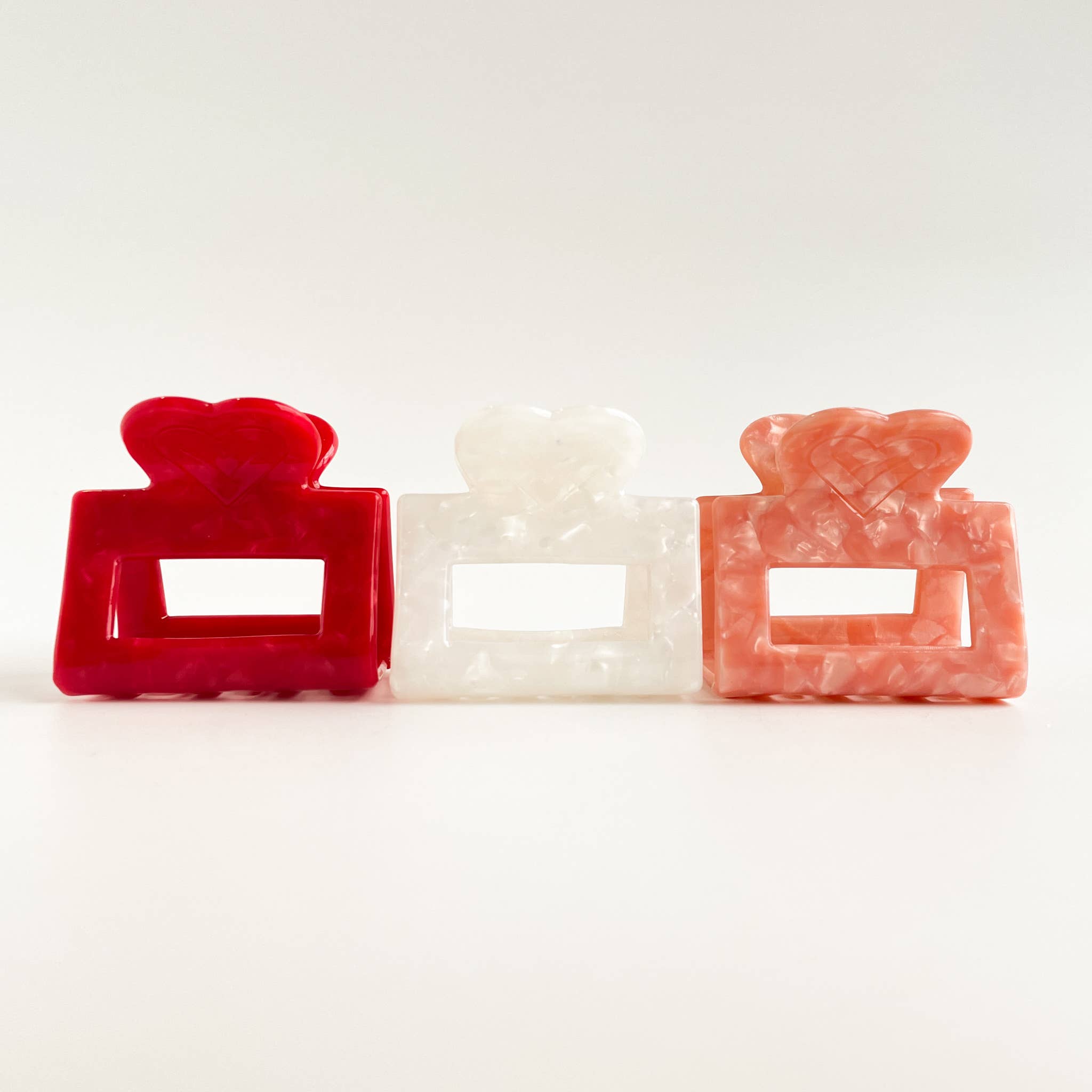 Heart Shape Marbled Square Claw Clip - Proper